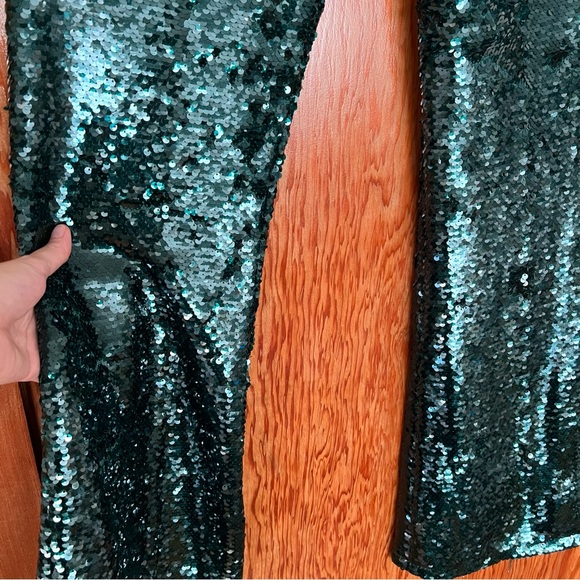 Zara dark green dressy sequin flare pants blogger favorite medium - Picture 9 of 9